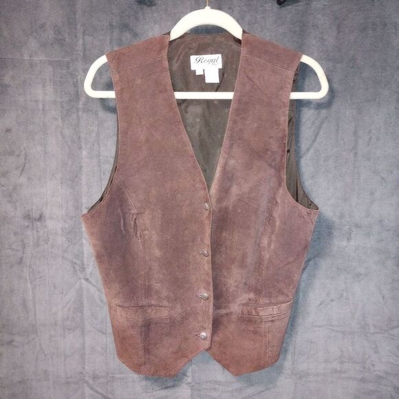 Royal Sport Vintage Brown Suede Vest Size Large GUC - Picture 1 of 9